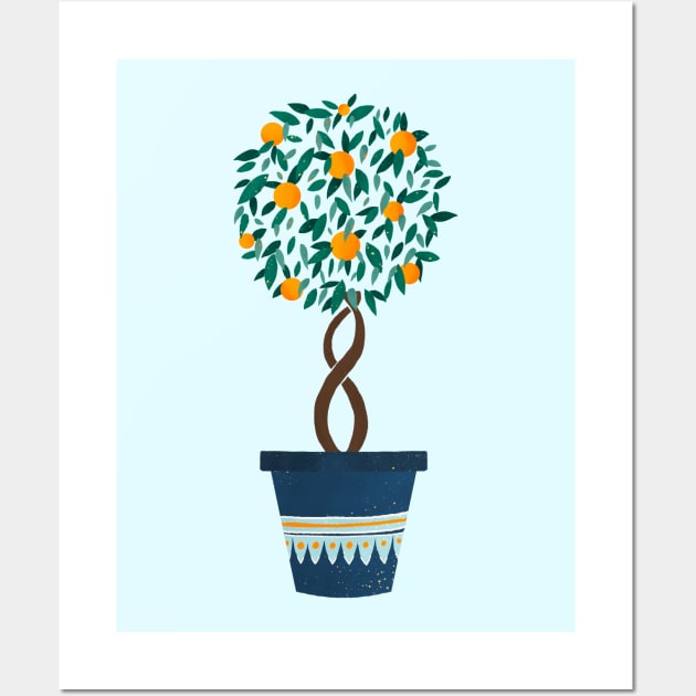 Orange tree in a blue pot Wall Art by Home Cyn Home 